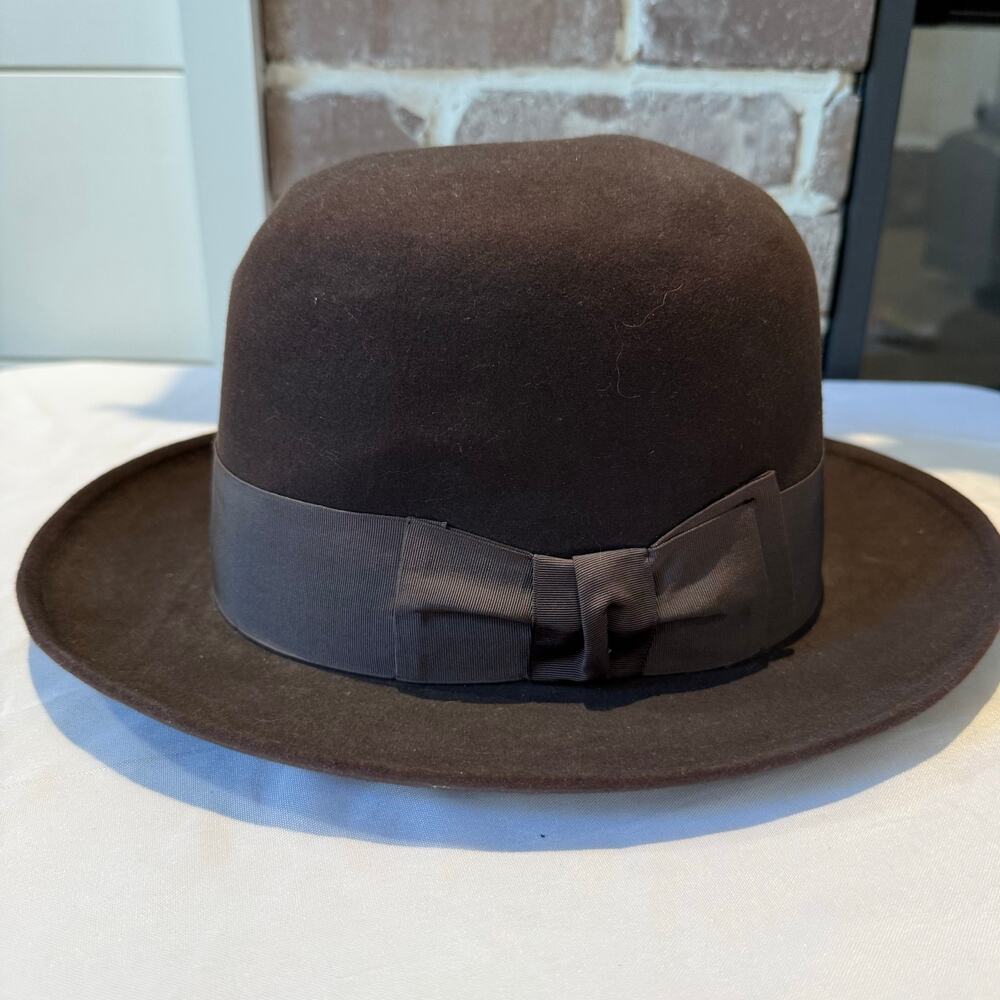 Knox Twenty New York Custom Edge Fedora Hat Vintage 1950’s Brown/Black Sz 7 1/8 - Picture 2 of 7